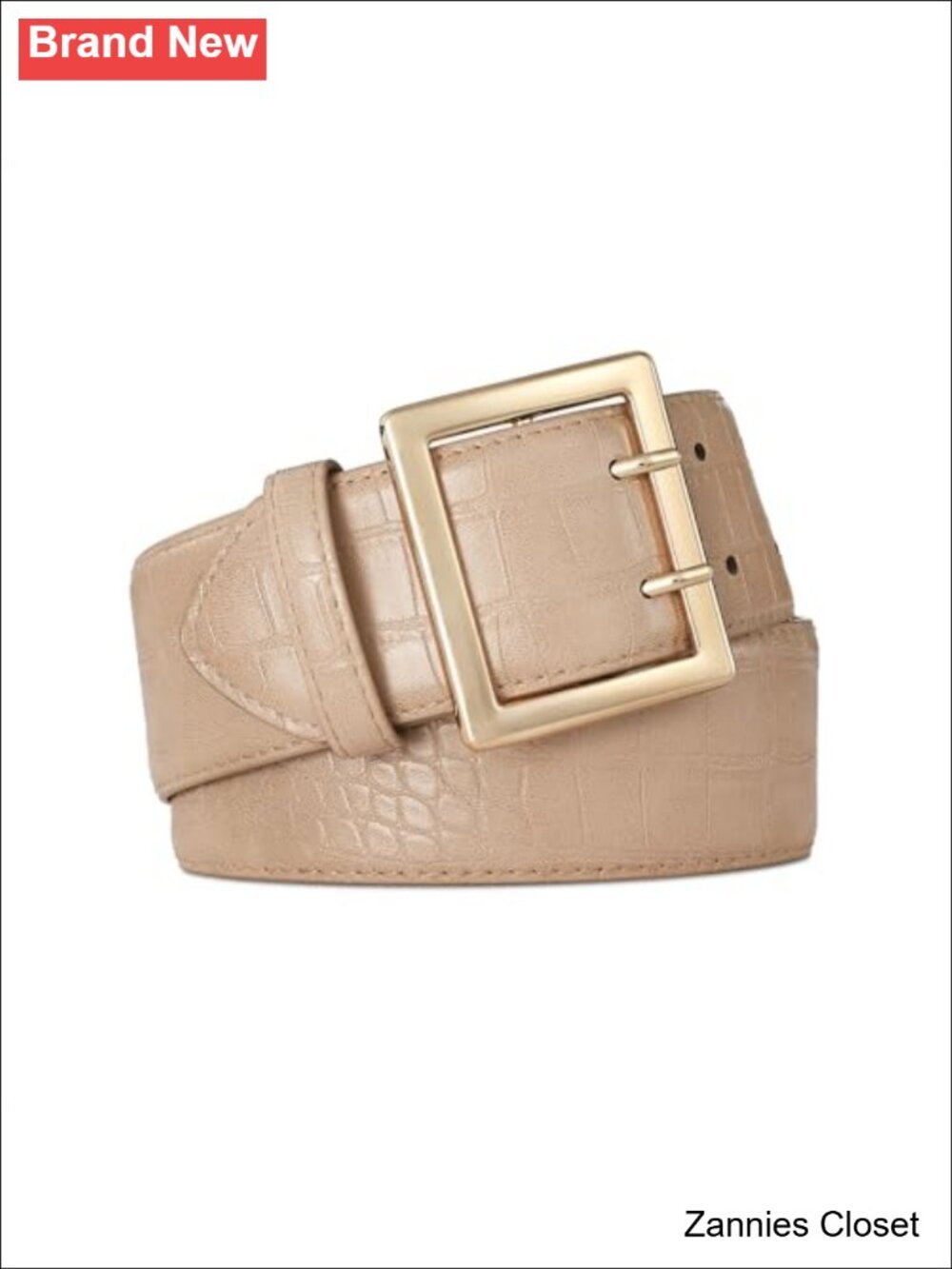 ✨RISANTRY Women's Wide Faux Leather Belt with Gold Buckle for Dresses